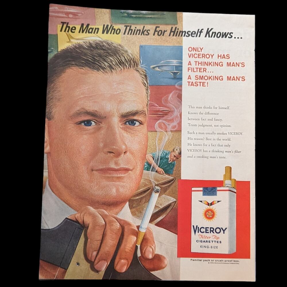 Vintage Print Ad 1958 Viceroy Cigarettes